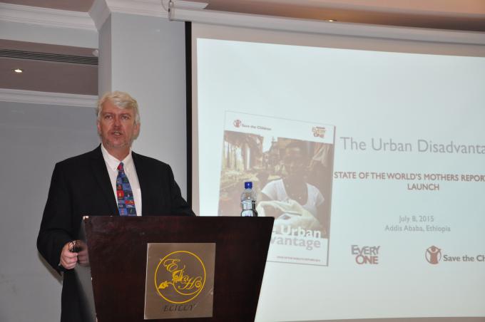 John Graham, Country Director of Save the Children in Ethiopia, making an opening remark at the report launching event