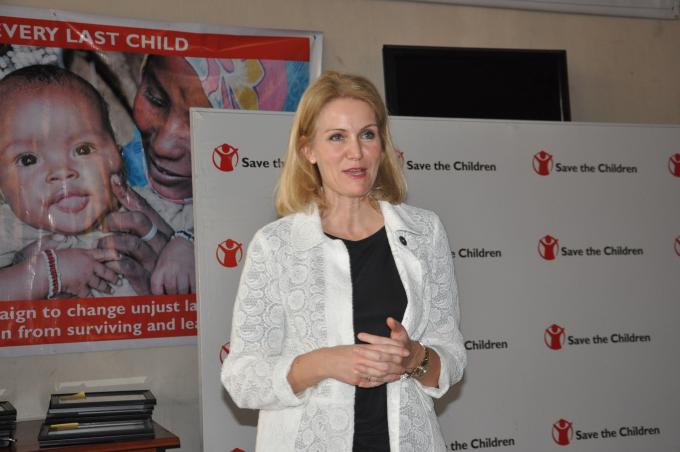Save the Children International CEO Helle Thorning-Schmidt speaking during a meeting with the Ethiopian Country Office head quarter staff