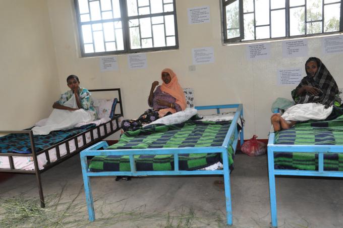 Pregnant women waiting for delivery staying in the newly constructed maternity waiting room in Dib Bahir Kebele health center