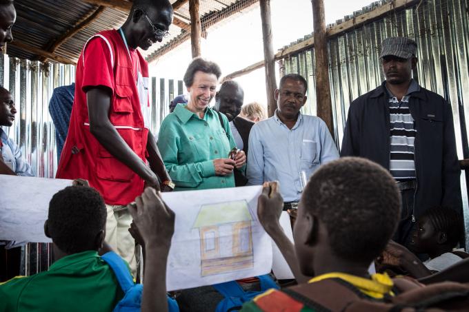 Her Royal Highness Princess Anne visits a classroom supported by Save the Children in  Tierkidi refugee camp in the Gambella Region on Tuesday September 29 as part of her official visit to Ethiopia as Save the Children's president.