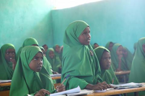 Fatuma participates in her classroom at Barkhadle primary school.  